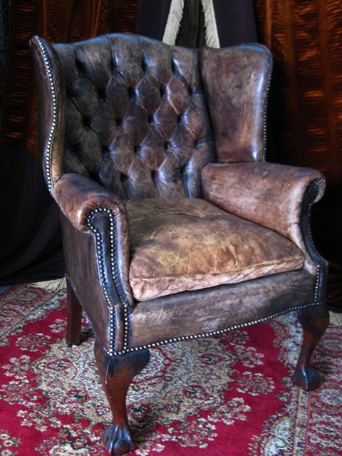 CHAIR, Chesterfield Wingback - Brown